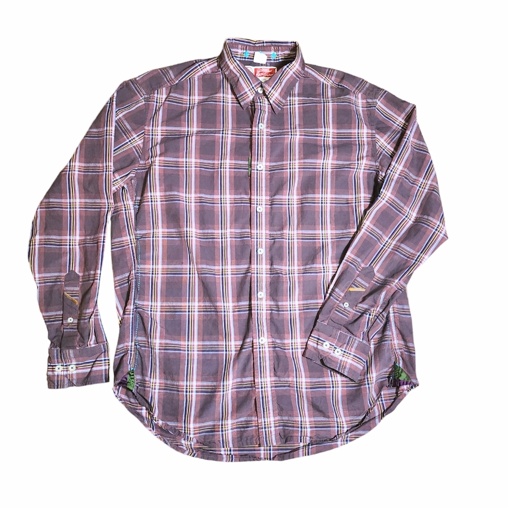 Robert Graham Dusty Purple Plaid The Freshly Laundered Shirt Size Large
